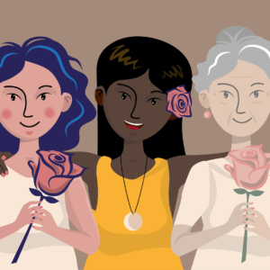 Cartoon women multi-generational and race