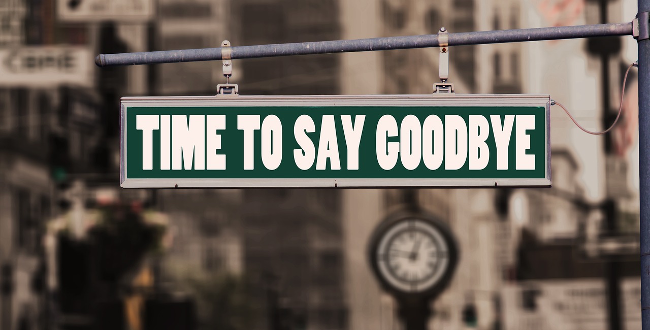 Farewell: Street sign stating Time to say goodbye